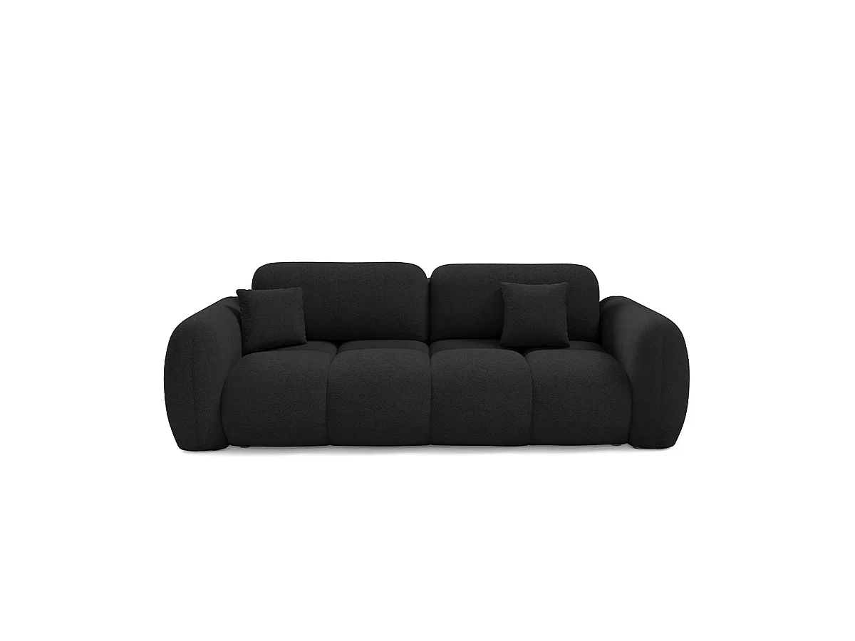 Canapé convertible 3 places avec coffre en tissu noir LIVIO