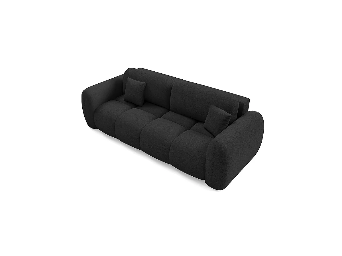 Canapé convertible 3 places avec coffre en tissu noir LIVIO