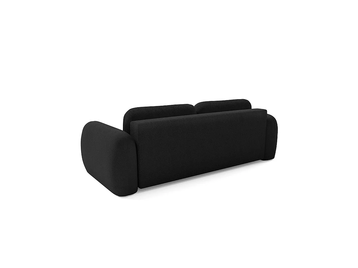 Canapé convertible 3 places avec coffre en tissu noir LIVIO