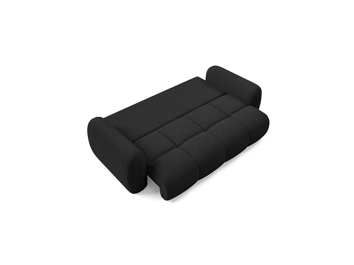 Canapé convertible 3 places avec coffre en tissu noir LIVIO