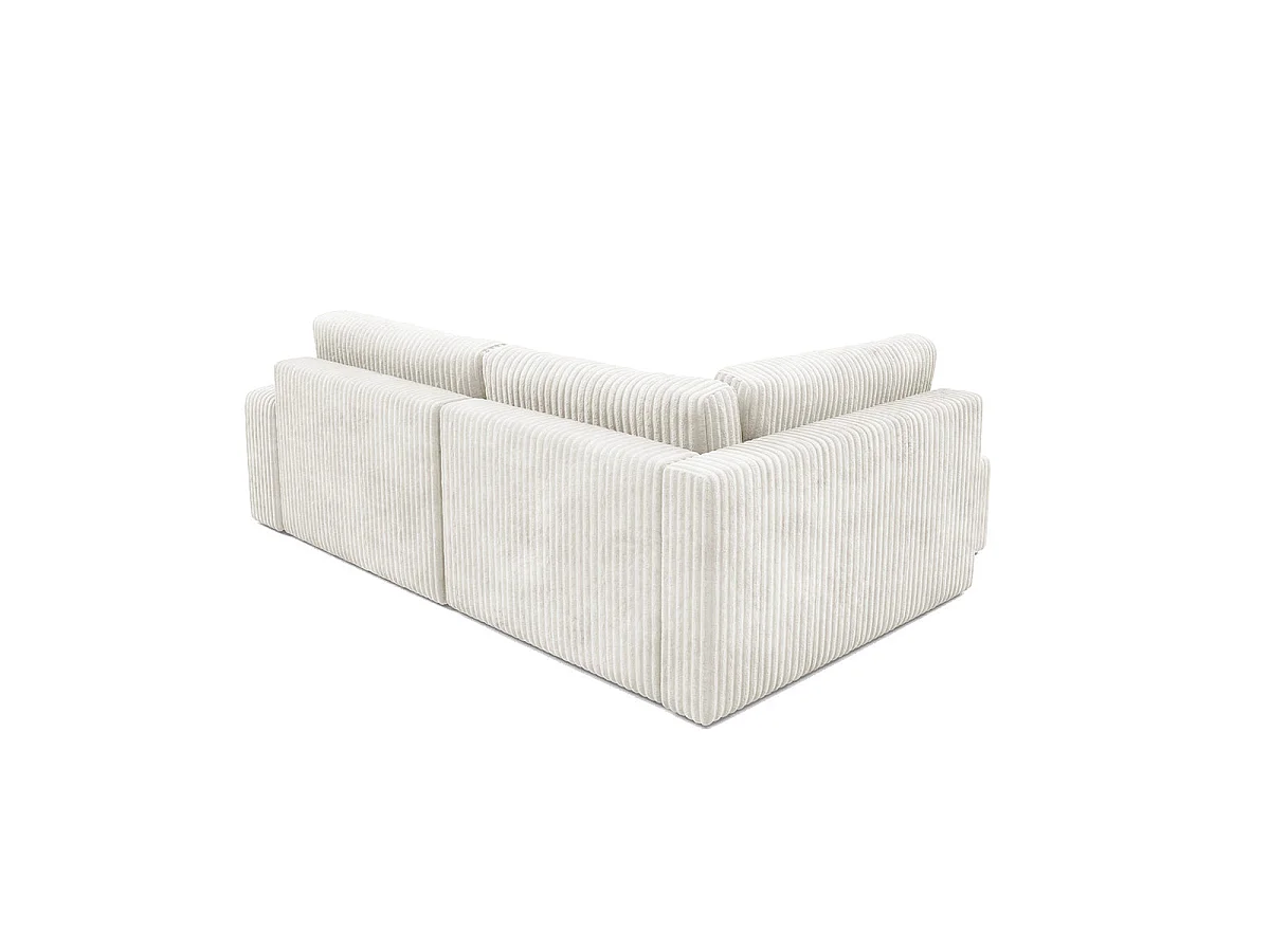 Canapé d'angle gauche convertible 4 places avec coffre en tissu blanc ANGEL