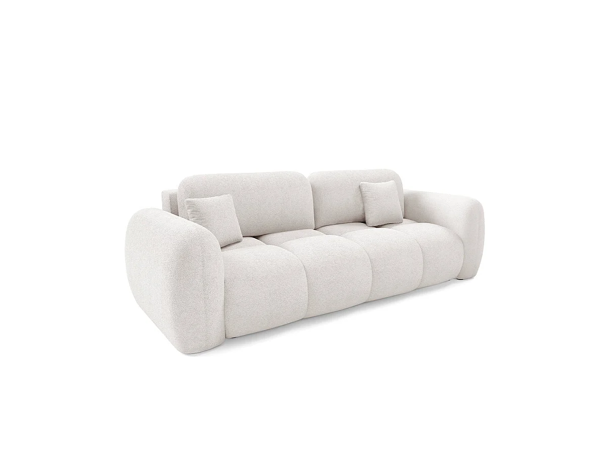 Canapé convertible 3 places avec coffre en tissu blanc LIVIO