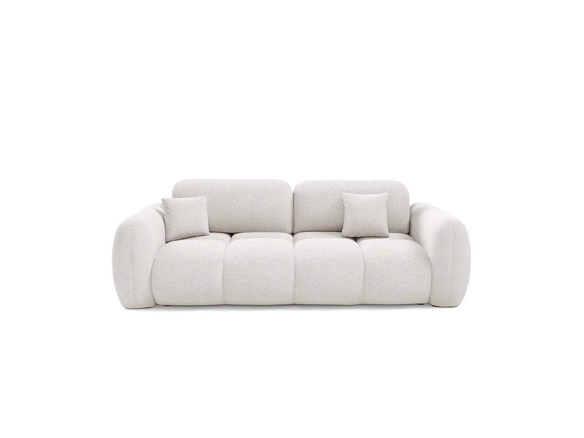 Canapé convertible 3 places avec coffre en tissu blanc LIVIO