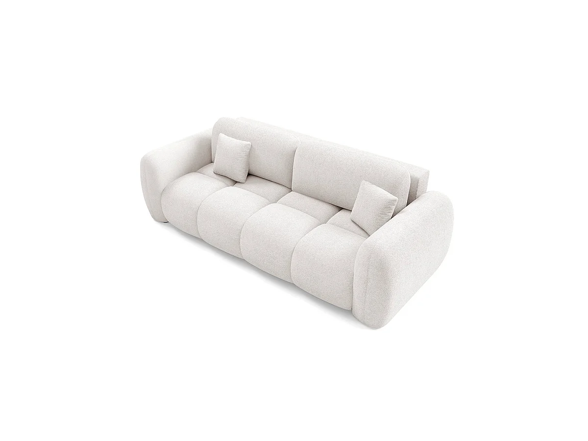 Canapé convertible 3 places avec coffre en tissu blanc LIVIO