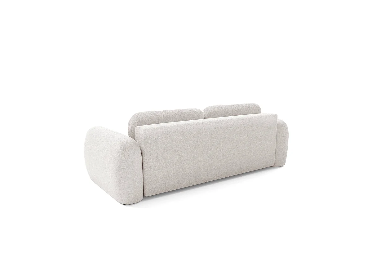 Canapé convertible 3 places avec coffre en tissu blanc LIVIO