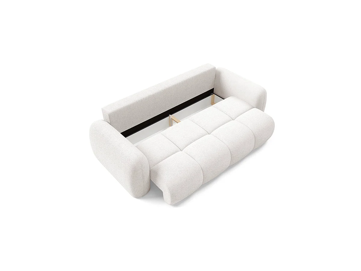 Canapé convertible 3 places avec coffre en tissu blanc LIVIO