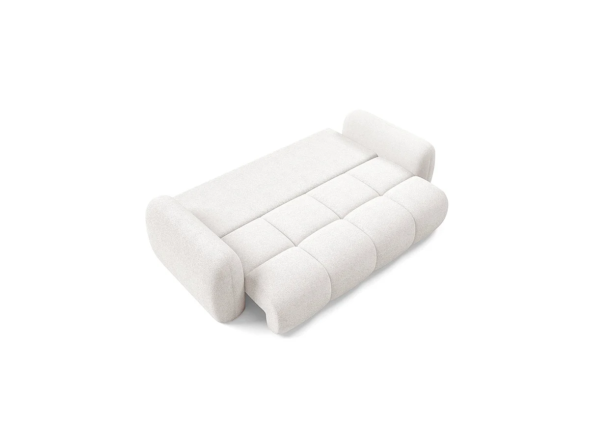 Canapé convertible 3 places avec coffre en tissu blanc LIVIO