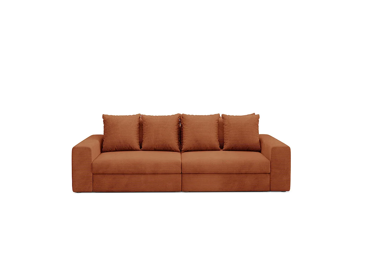 Canapé convertible 3 places avec coffre en tissu rouge PAOLA
