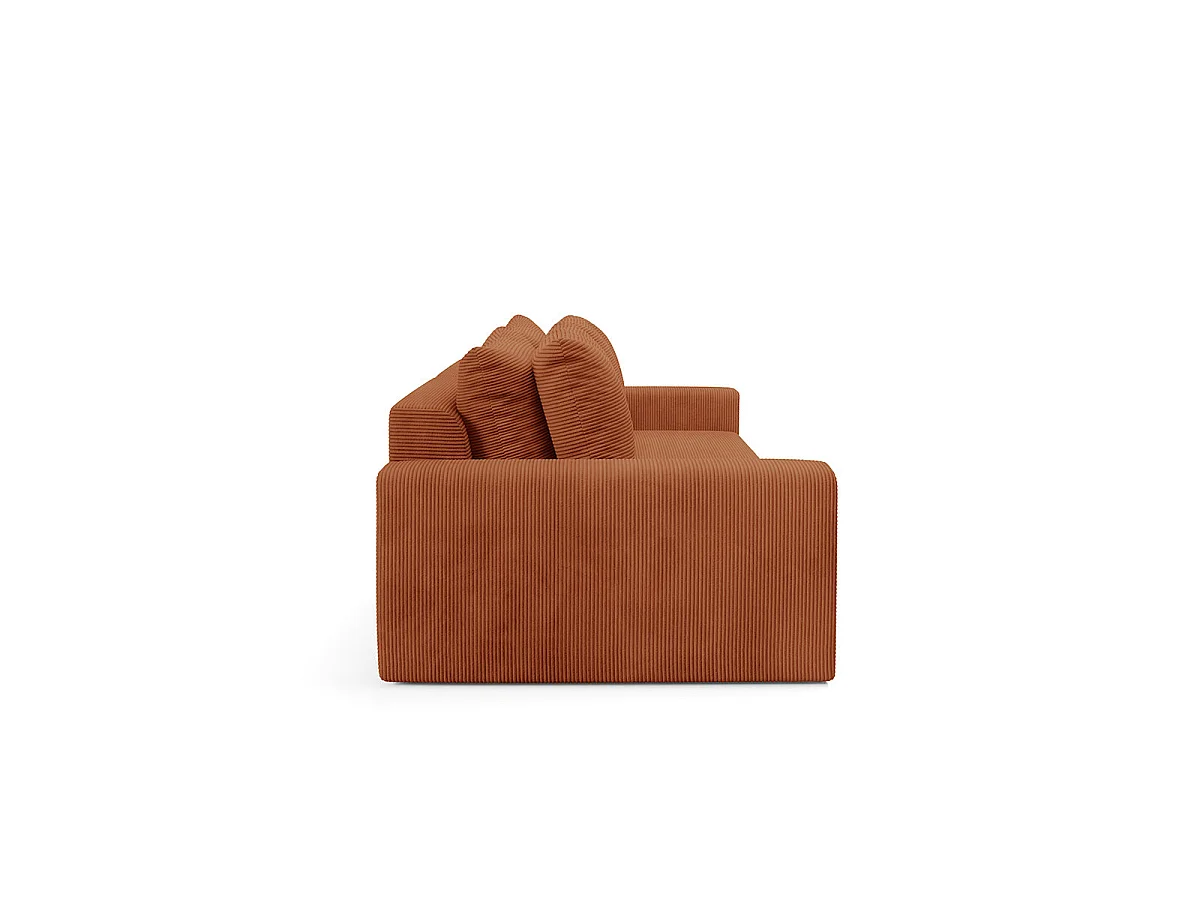 Canapé convertible 3 places avec coffre en tissu rouge PAOLA