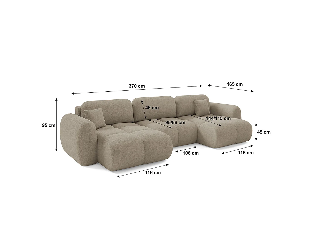 Canapé en U 4 places convertible avec coffre Livio Beige