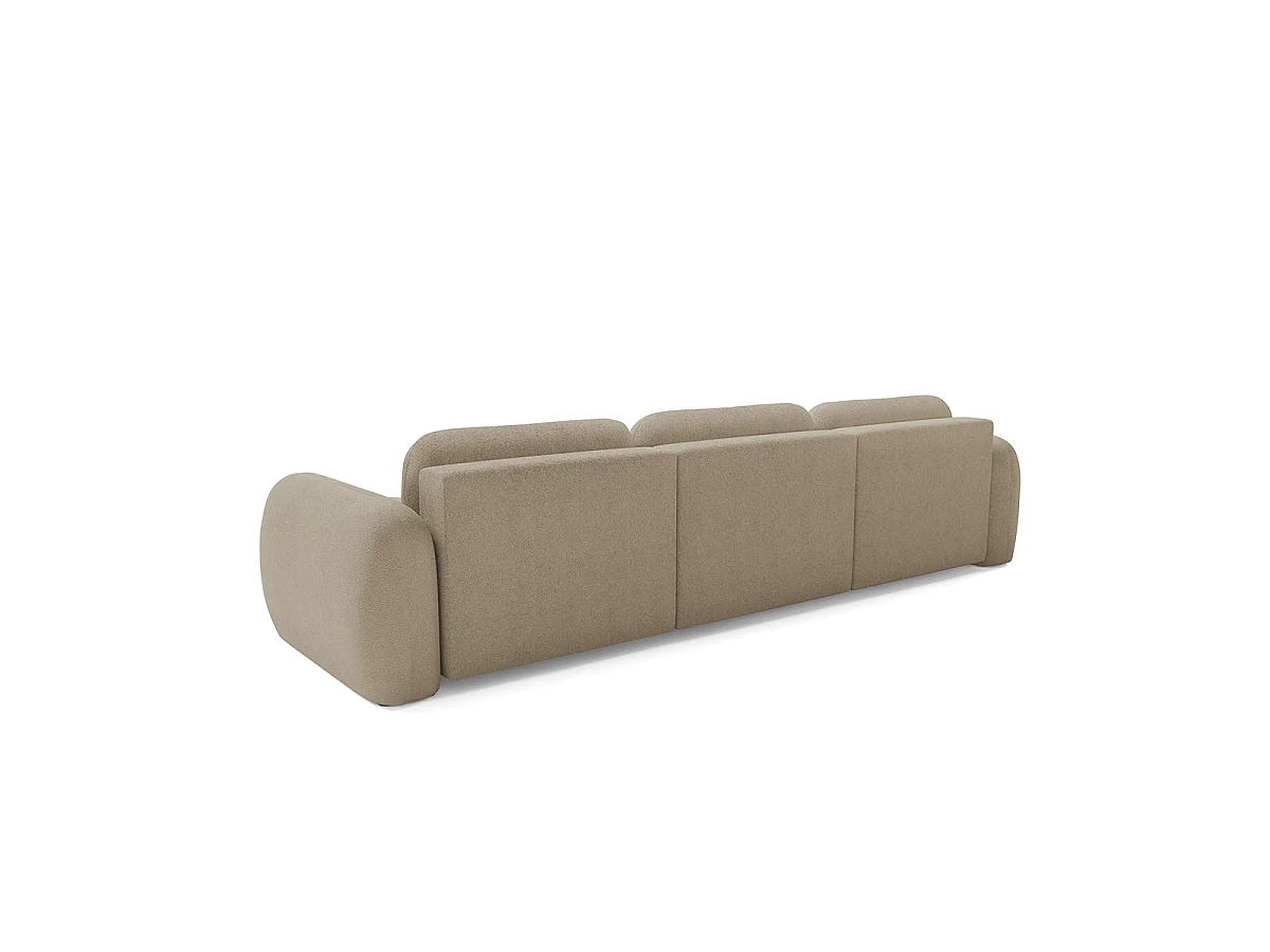 Canapé convertible 4 places avec coffre en tissu beige LIVIO