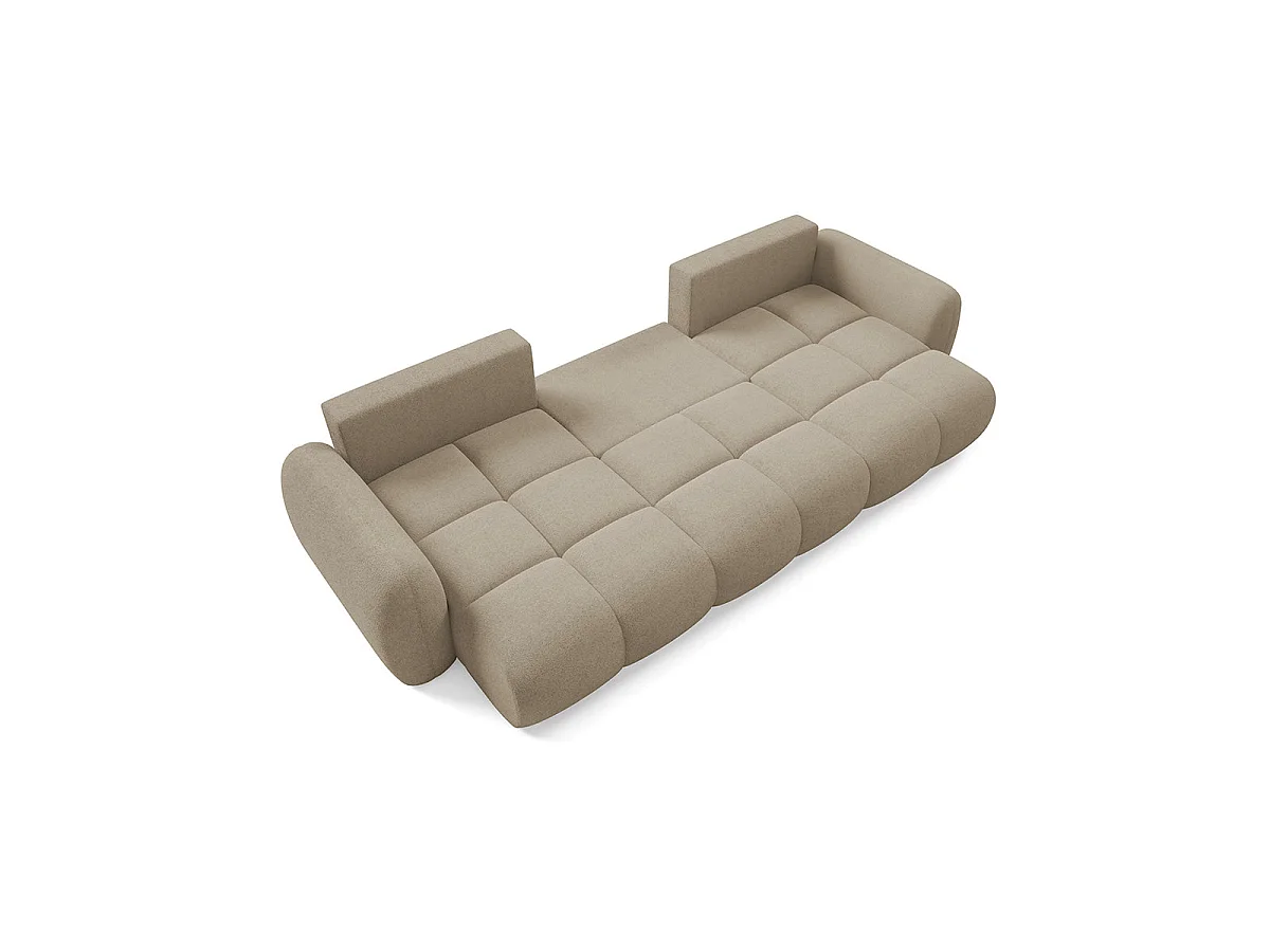 Canapé convertible 4 places avec coffre en tissu beige LIVIO
