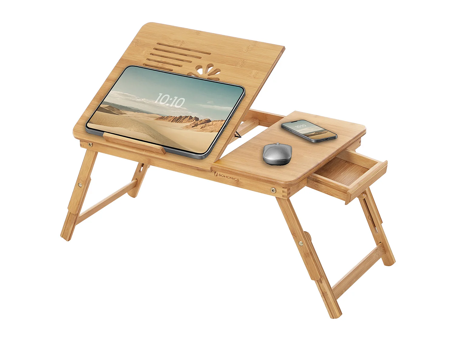 Scrivania per laptop 55x35x21-29 cm naturale
