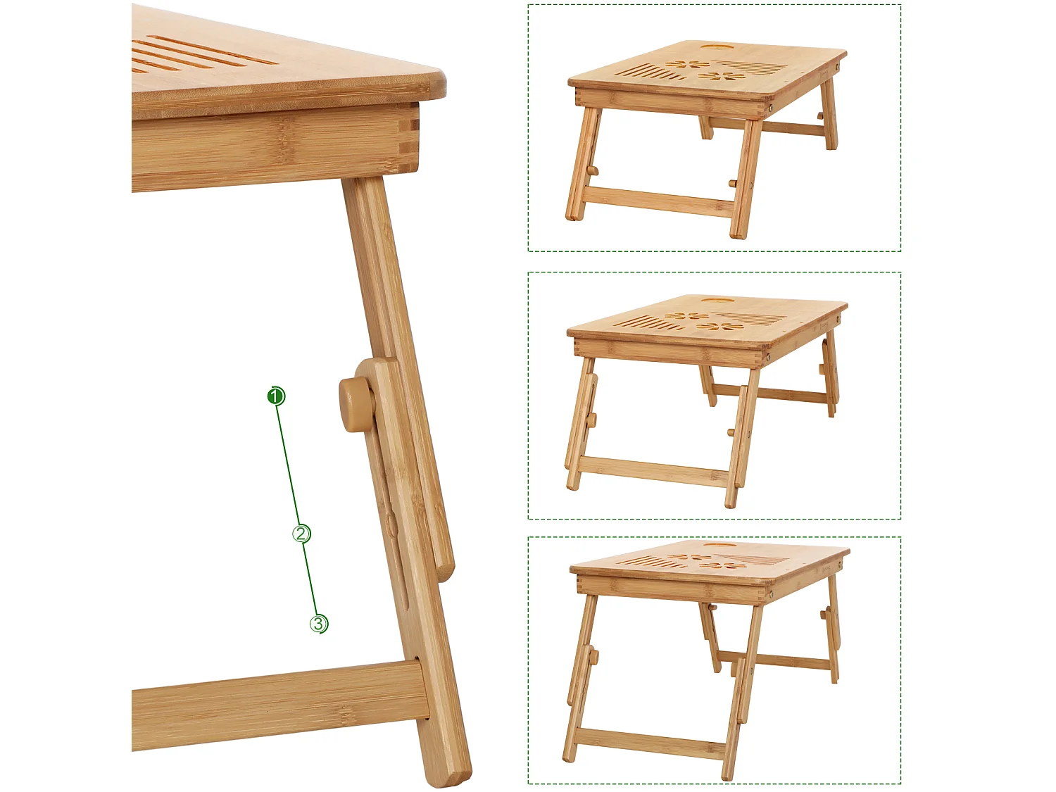 Scrivania per laptop 55x35x21-29 cm naturale