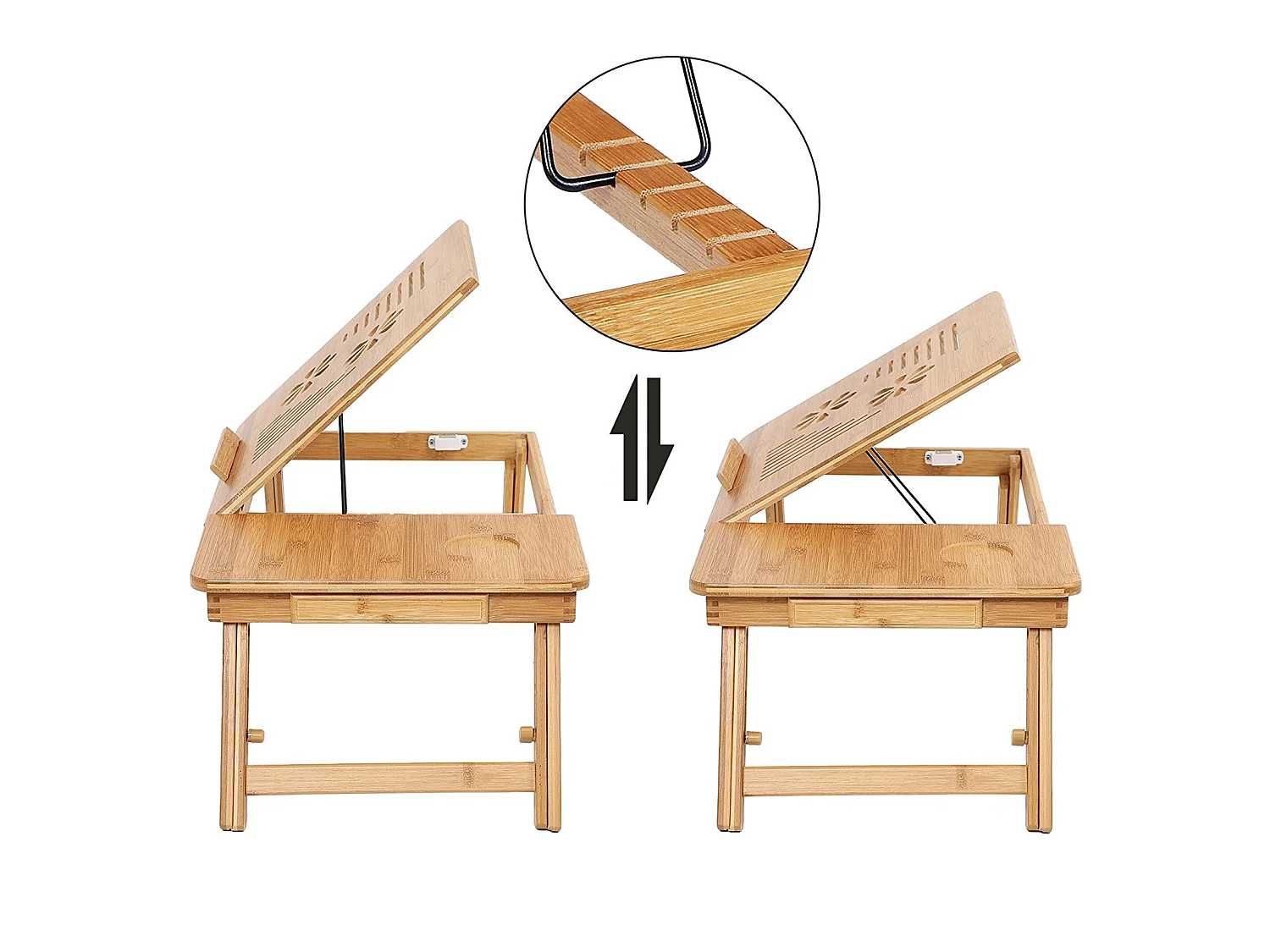 Scrivania per laptop 55x35x21-29 cm naturale
