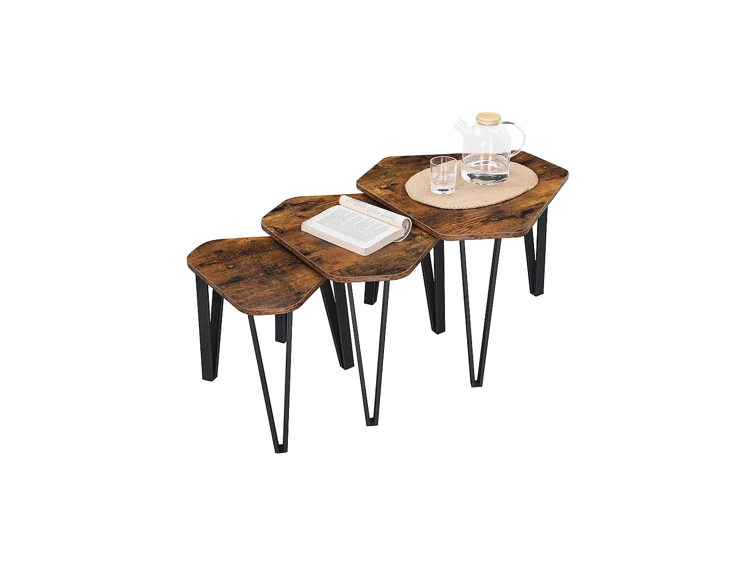 Table d'appoint 58,5x58,5x45,4 cm marron et noir