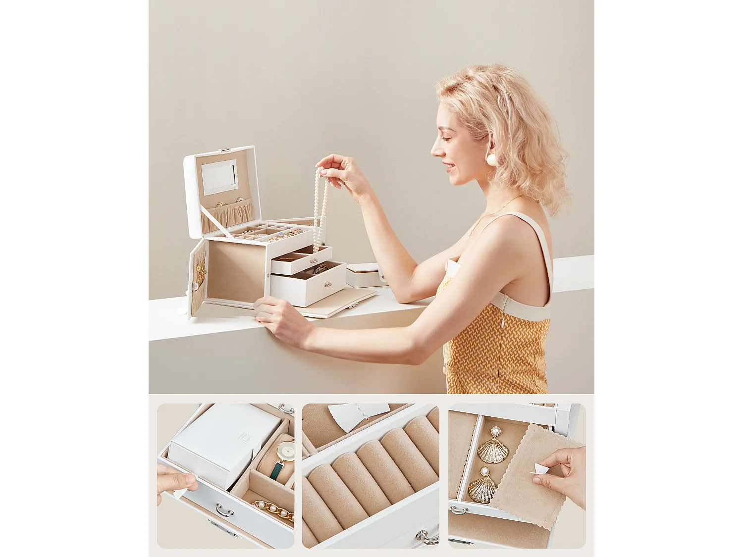 Estuche para joyas 26x18x17 cm blanco