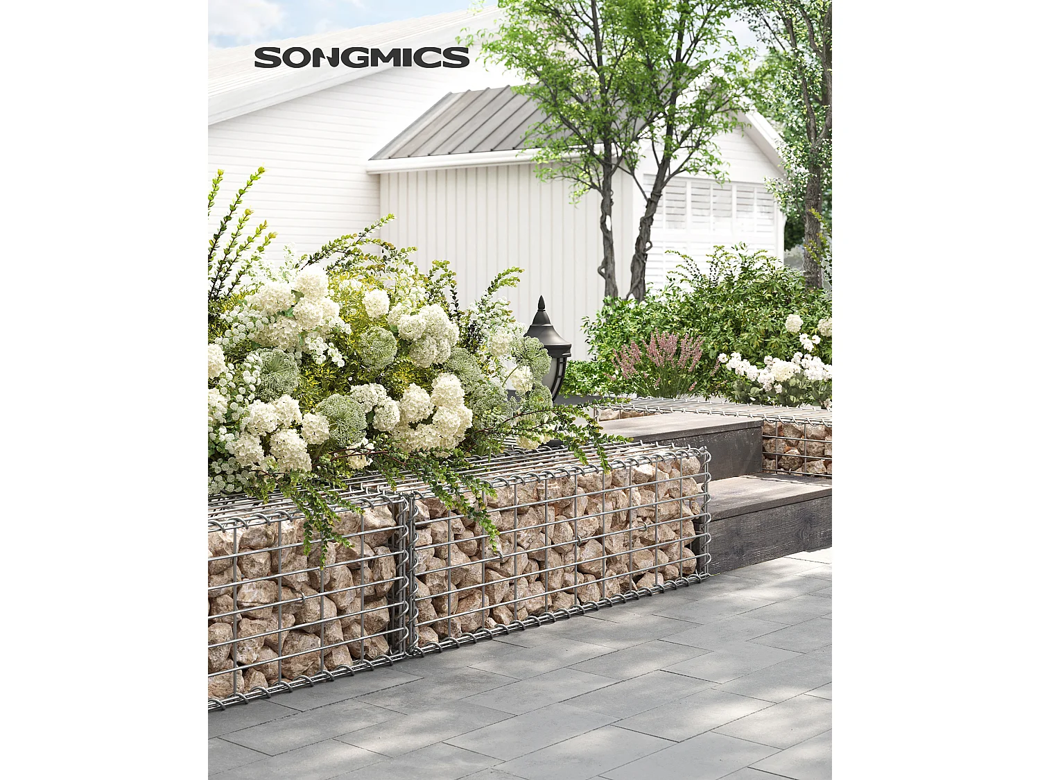 Panier gabion 100x30x30 cm argenté