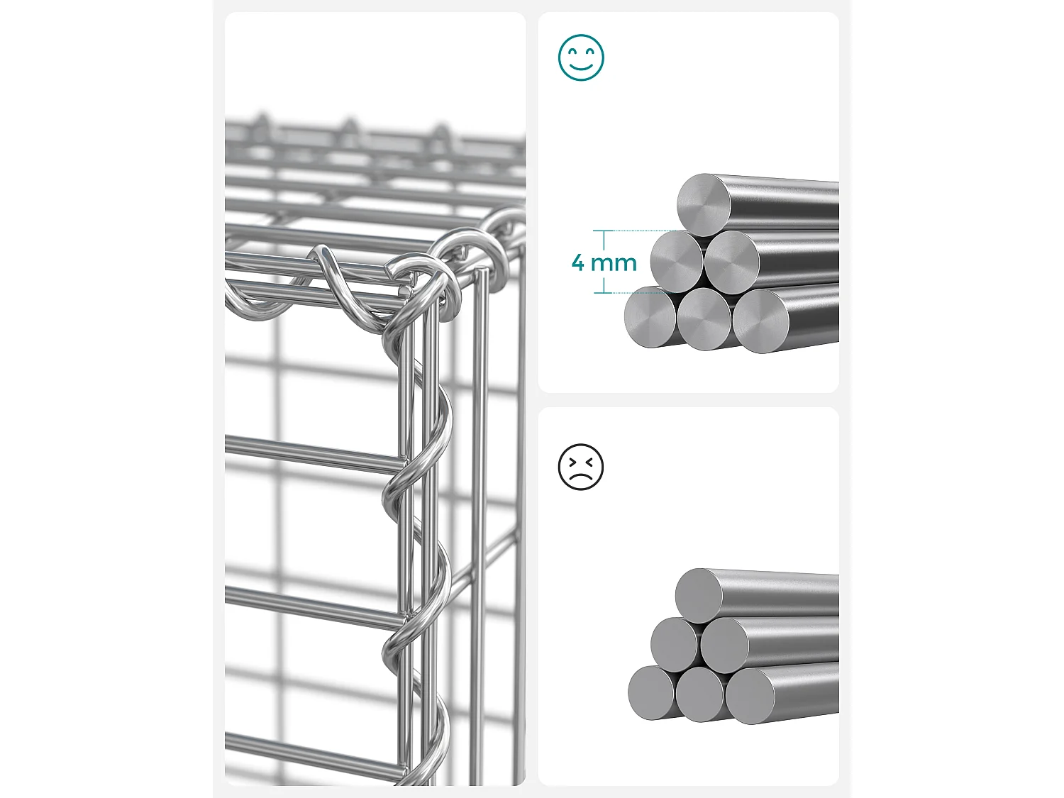 Panier gabion 100x30x30 cm argenté
