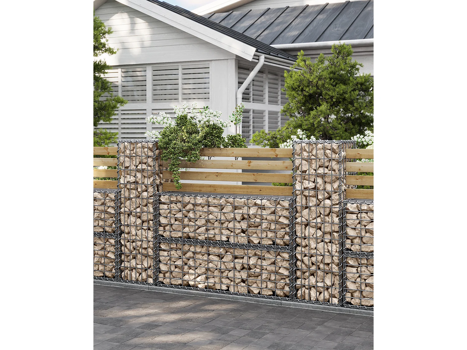 Panier gabion 100x30x30 cm argenté