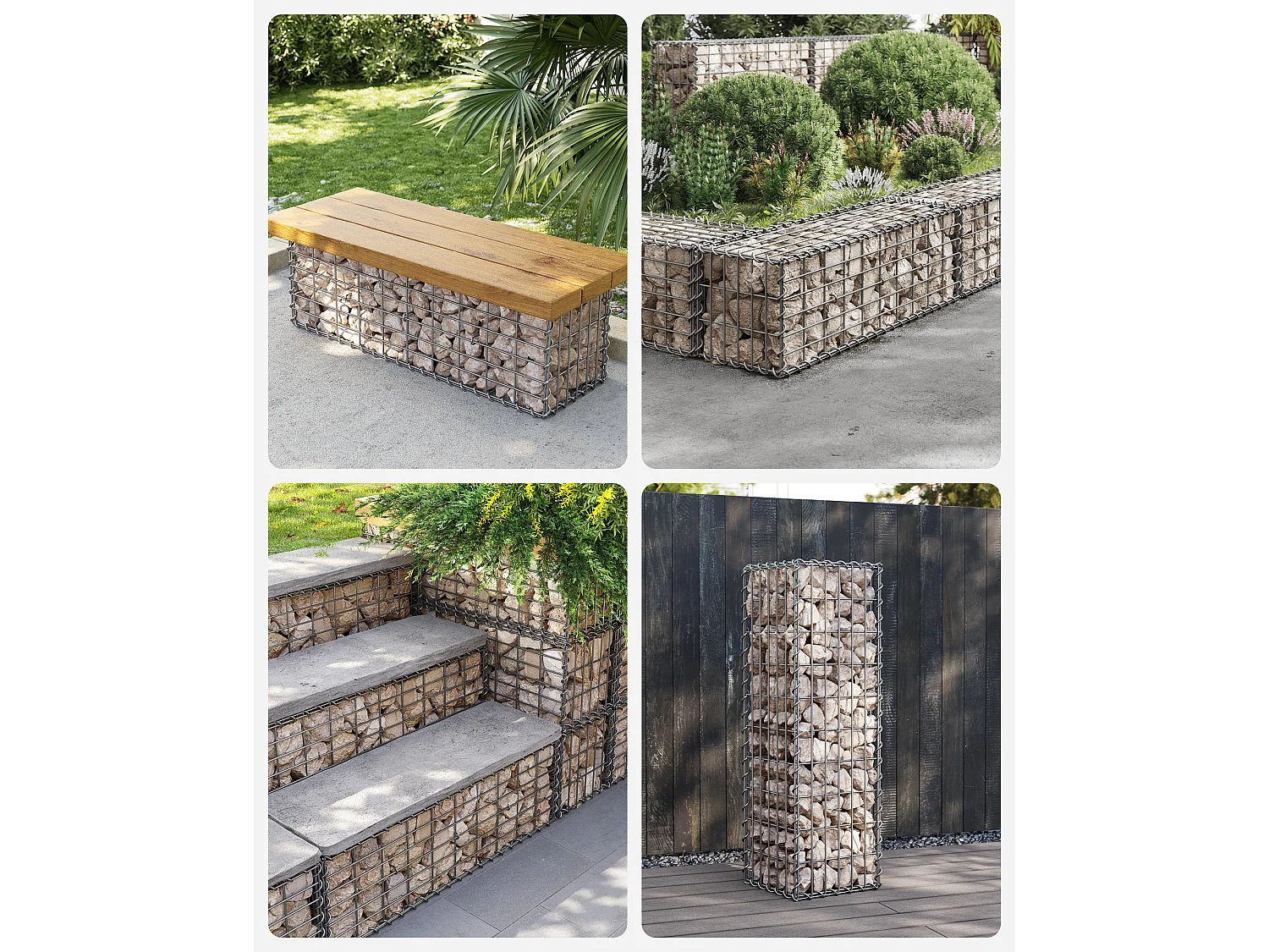 Panier gabion 100x30x30 cm argenté