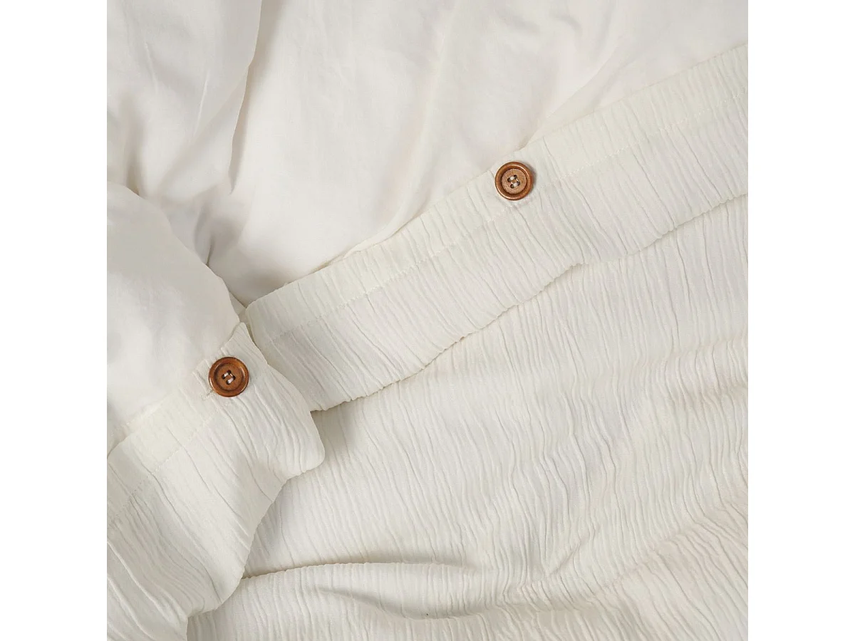 Parure housse de couette 240x220cm + 2 taies 100% gaze de microfibre uni blanc pur - NATHEA