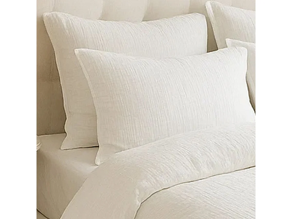 Parure housse de couette 260x240cm + 2 taies 100% gaze de microfibre uni blanc pur - NATHEA