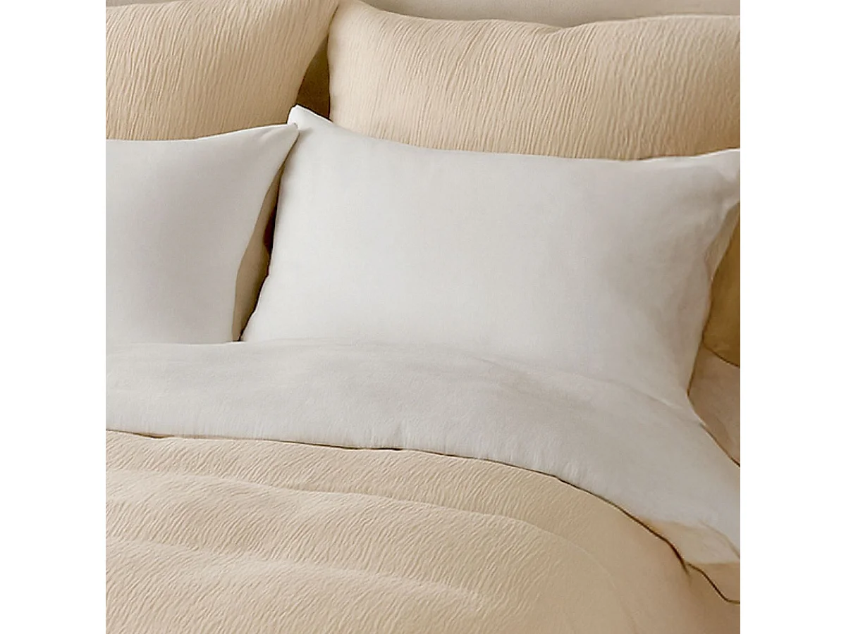 Parure housse de couette 260x240cm + 2 taies 100% gaze de microfibre uni écru - NATHEA
