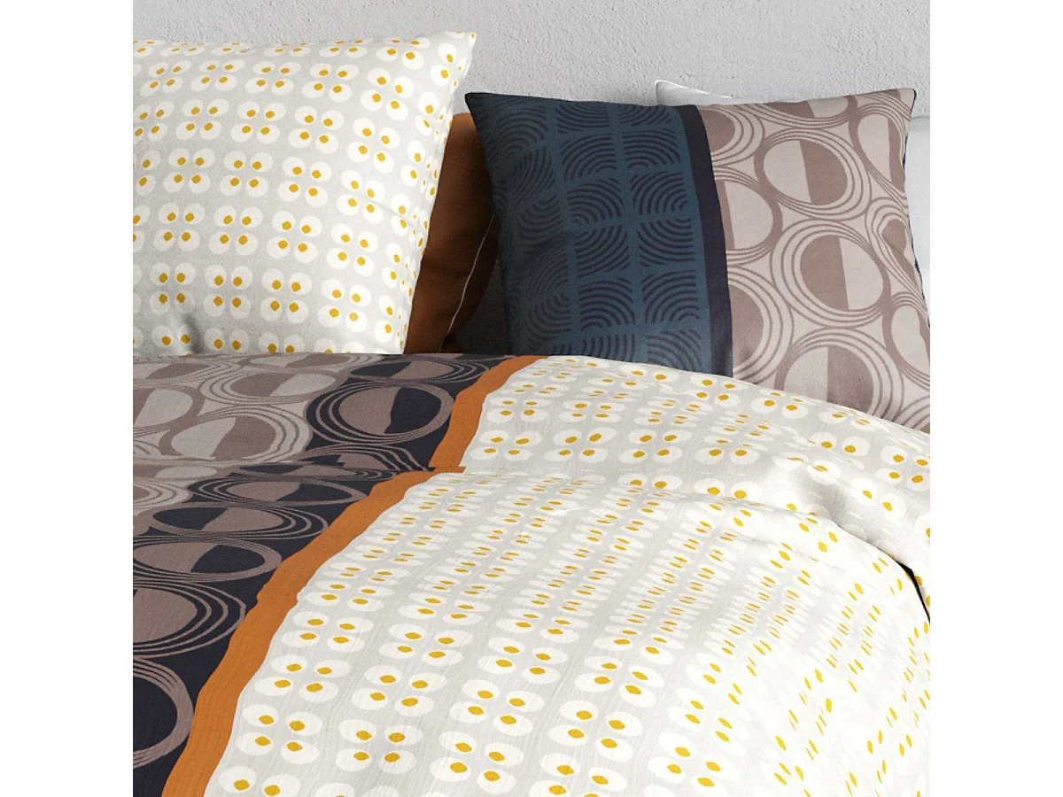 Parure housse de couette 240x220cm + 2 taies motif graphique multicolore 100% coton - ORESTE