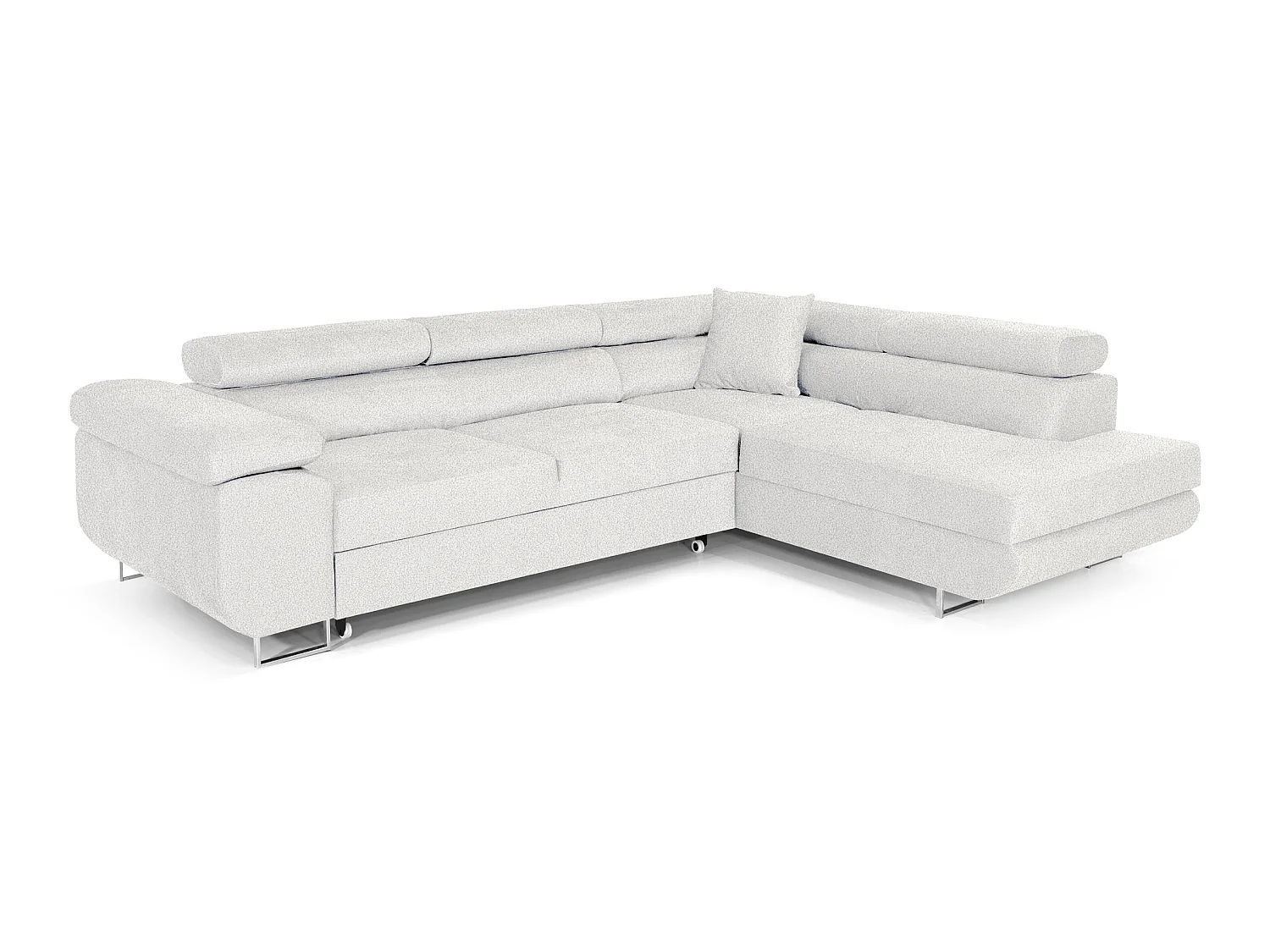Canapé-lit COMFORTINO FURNITURE PASTI L-Form Blanc Canapé Bouclé avec Rangement Design Moderne en Angle Droit