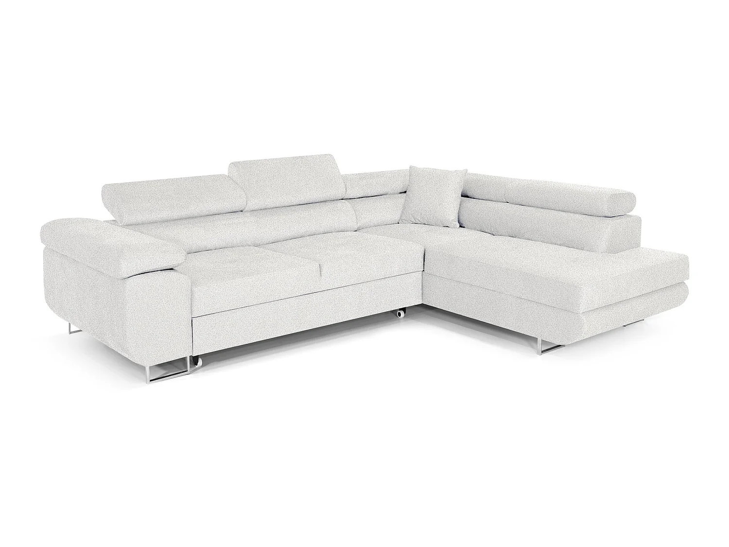 Canapé-lit COMFORTINO FURNITURE PASTI L-Form Blanc Canapé Bouclé avec Rangement Design Moderne en Angle Droit