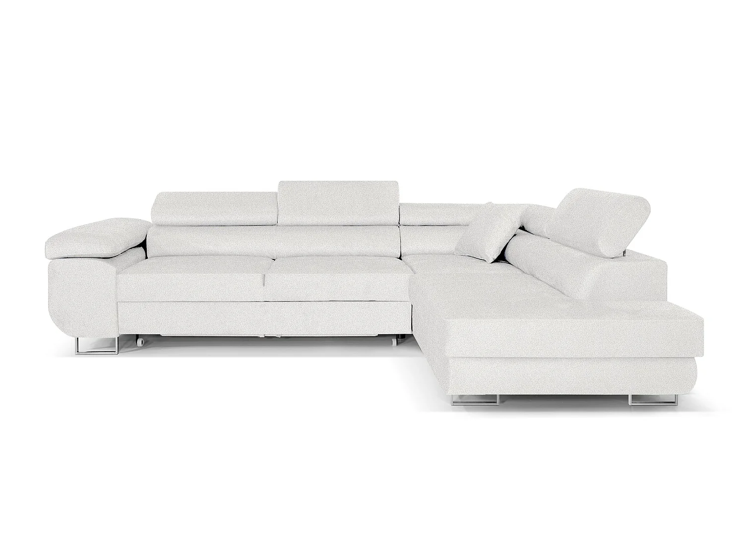 Canapé-lit COMFORTINO FURNITURE PASTI L-Form Blanc Canapé Bouclé avec Rangement Design Moderne en Angle Droit