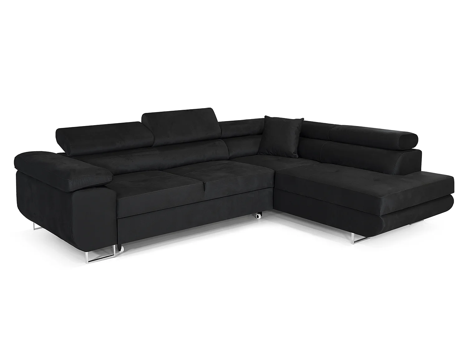 Canapé-lit Comfortino Furniture NOLA en Forme de L avec Rangement - Tissu Velours 3 Places Gris Anthracite