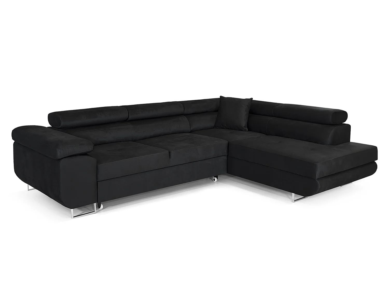 Canapé-lit Comfortino Furniture NOLA en Forme de L avec Rangement - Tissu Velours 3 Places Gris Anthracite
