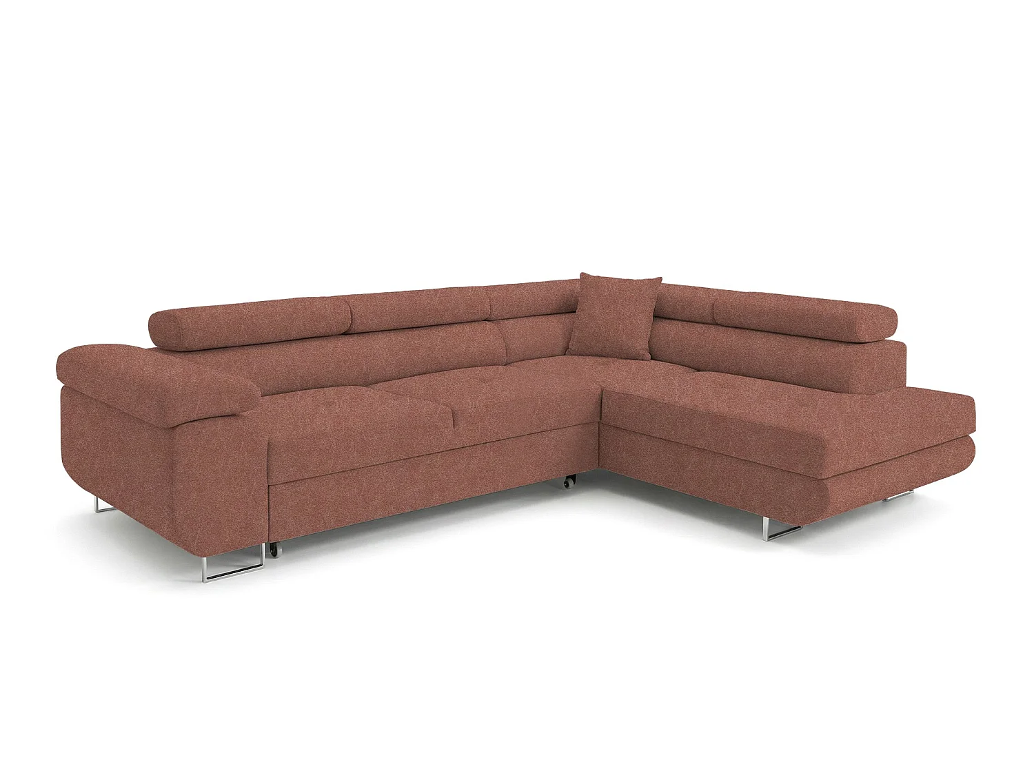 Canapé-lit Comfortino Furniture PASTI L-Form avec Rangement Velours Terracotta Design Moderne