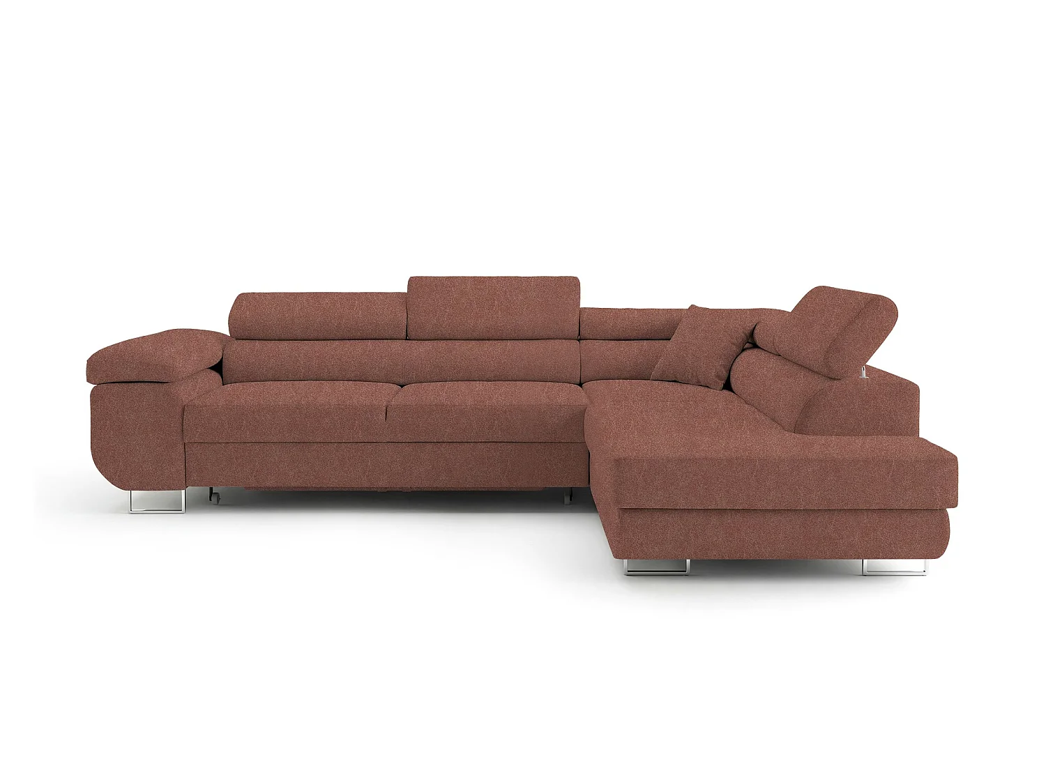 Canapé-lit Comfortino Furniture PASTI L-Form avec Rangement Velours Terracotta Design Moderne