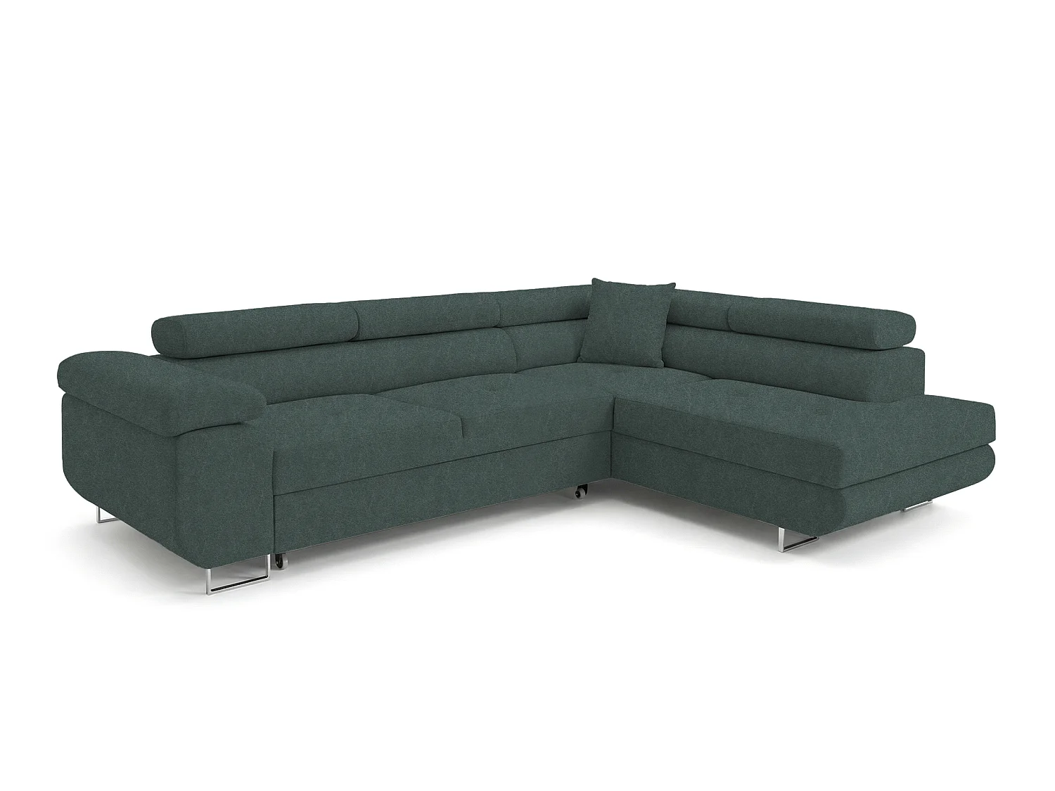 Canapé-lit Comfortino PASTI L-Form avec Rangement en Velours Pétrole Style Moderne 3 Places