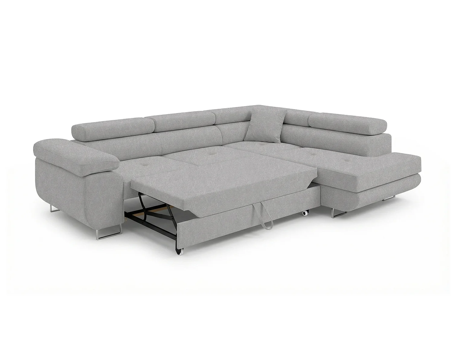 Canapé-lit Comfortino PASTI L-Form avec Rangement en Velours Pétrole Style Moderne 3 Places