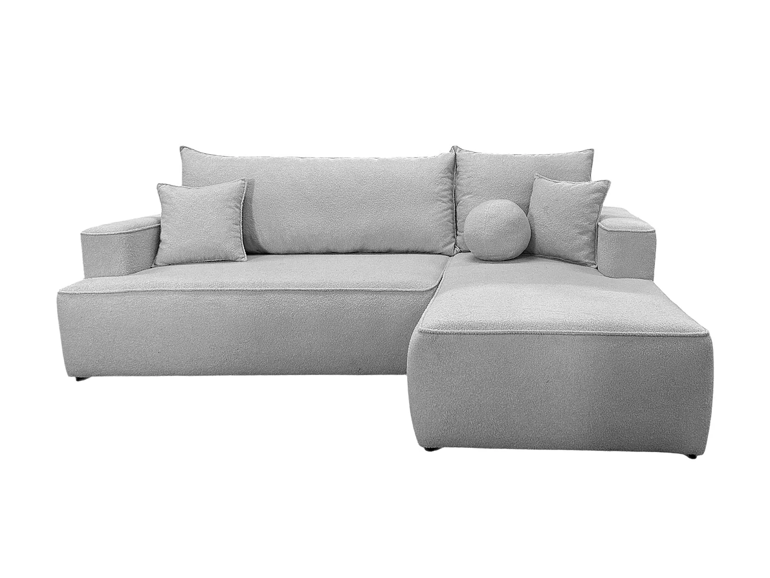 COMFORTINO FURNITURE Canapé-lit Paris en Forme de L avec Rangement en Velours Gris Clair - Moderne 3 Places