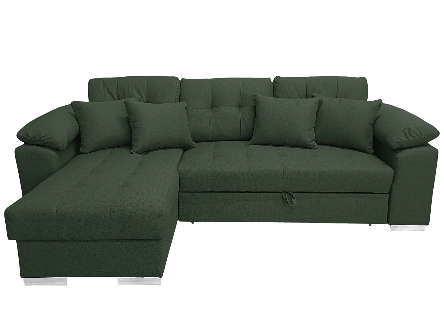 Canapé-Lit en Forme de U en Velours Vert Élégant avec Rangement - MOBILIER COMFORTINO PASTI