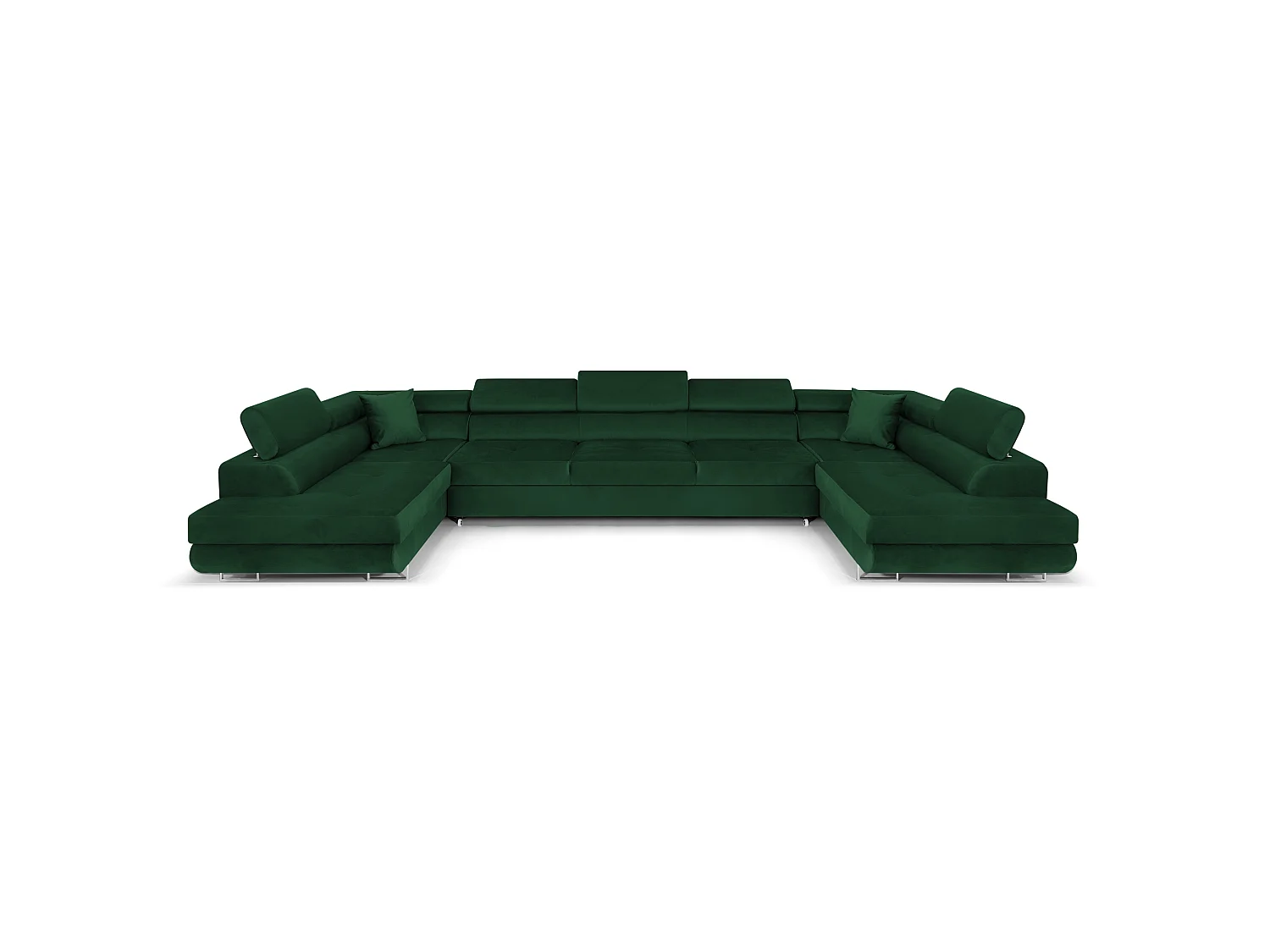 Canapé-Lit en Forme de U en Velours Vert Élégant avec Rangement - MOBILIER COMFORTINO PASTI