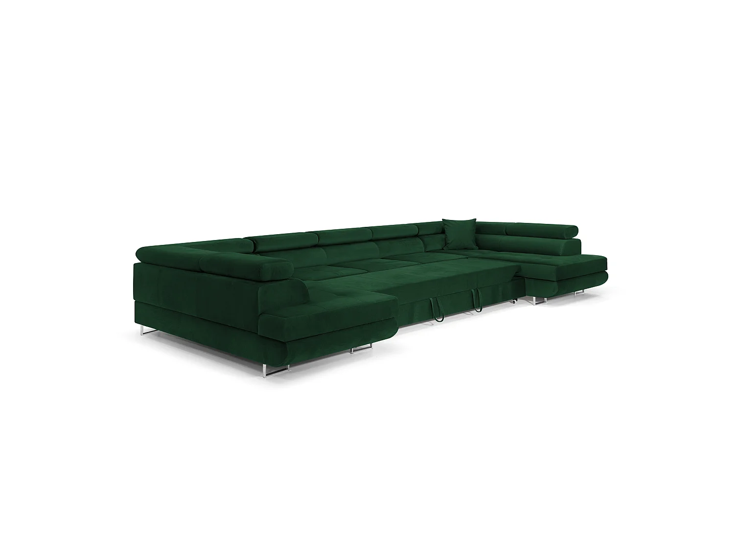 Canapé-Lit en Forme de U en Velours Vert Élégant avec Rangement - MOBILIER COMFORTINO PASTI