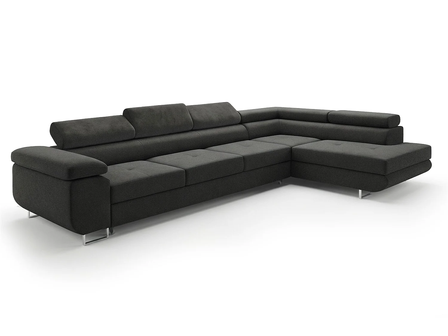 Canapé-lit moderne en forme de L gris anthracite avec rangement - PASTI XL