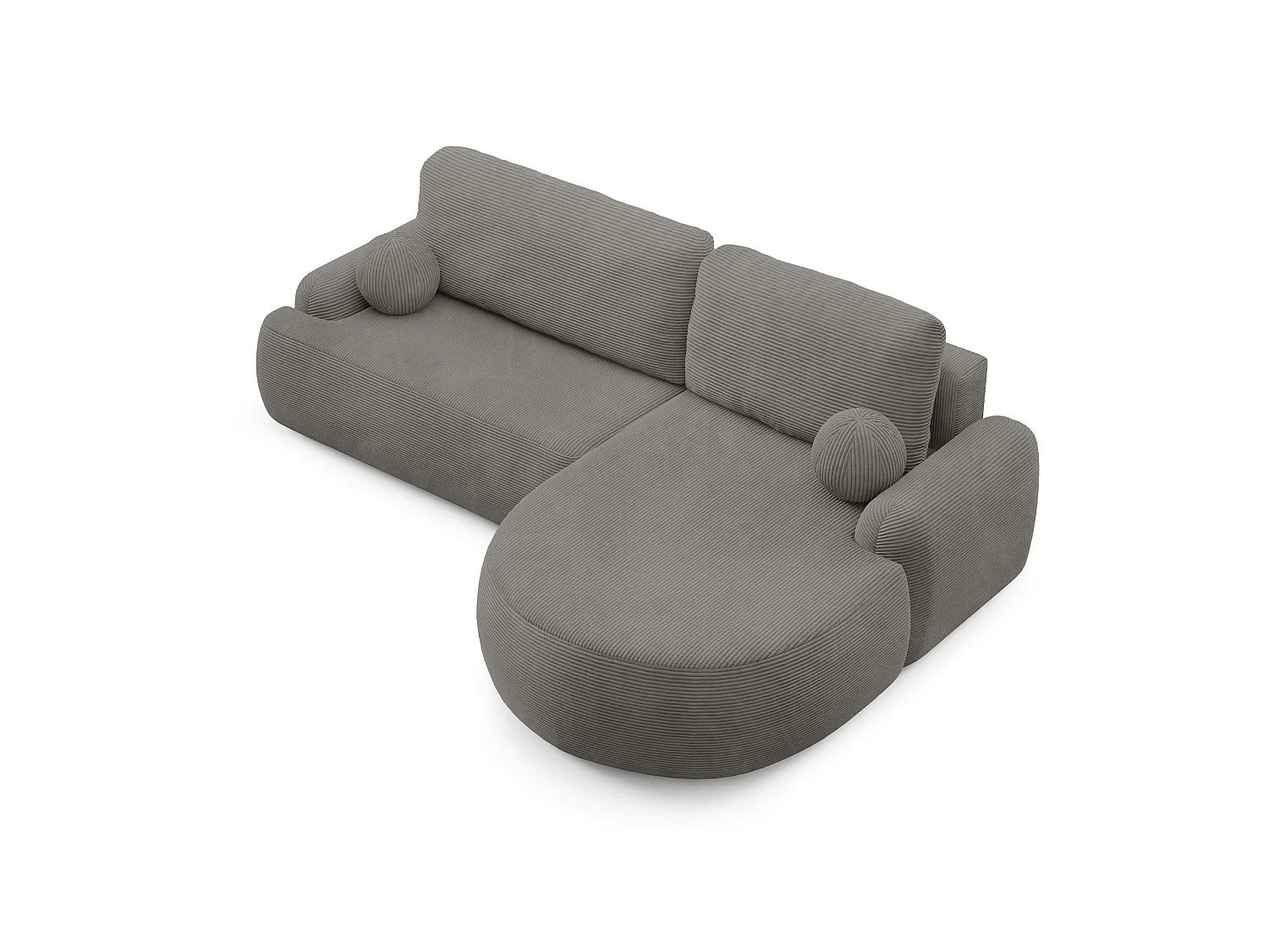 Ecksofa mit Schlaffunktion MIKI L-Form Sofa Couch mit Bettkasten Cordstoff Steingrau Rechts