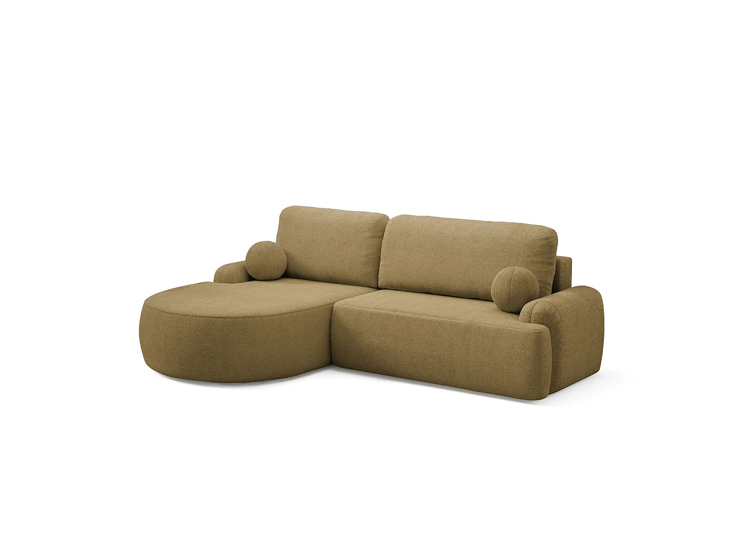 Canapé-Lit Moderne en Forme de L avec Rangement Tissu Bouclé Doré 3 Places Miki