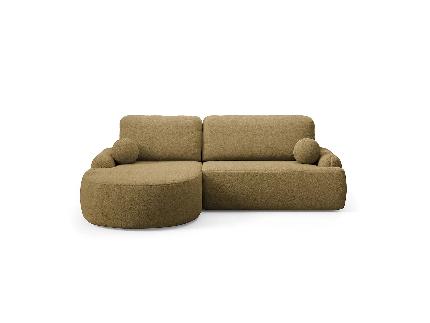 Canapé-Lit Moderne en Forme de L avec Rangement Tissu Bouclé Doré 3 Places Miki