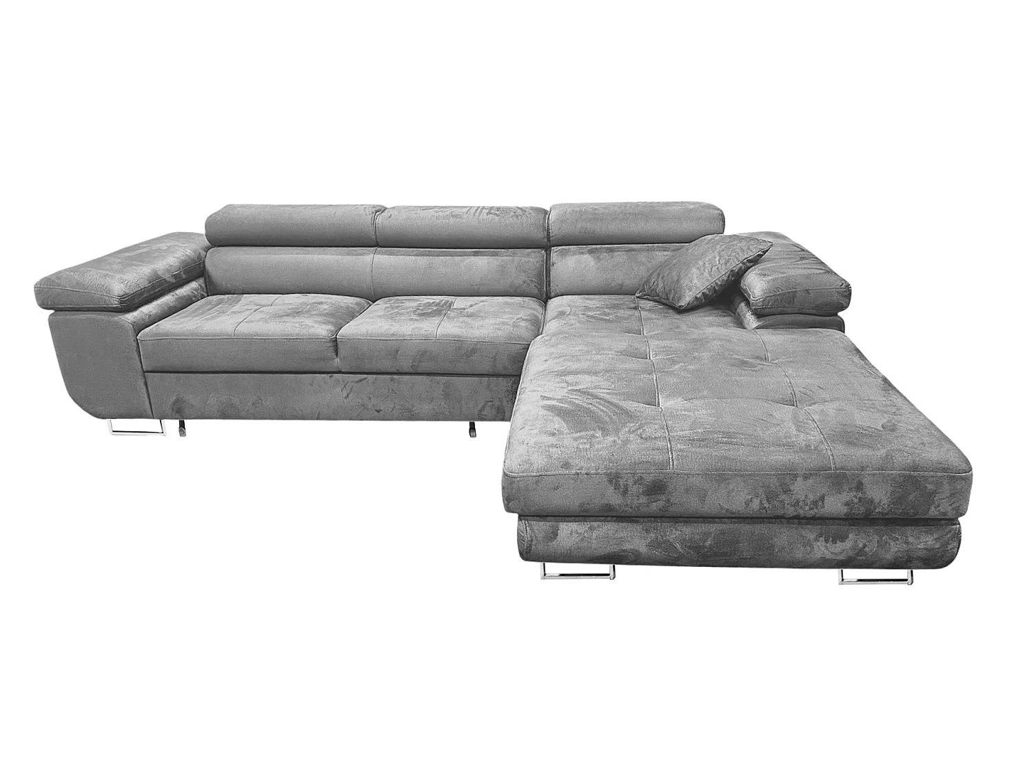 Comfortino Meubles Canapé-Lit en Forme de L Rodrigo avec Rangement Velours Gris Clair 3 Places Design Moderne