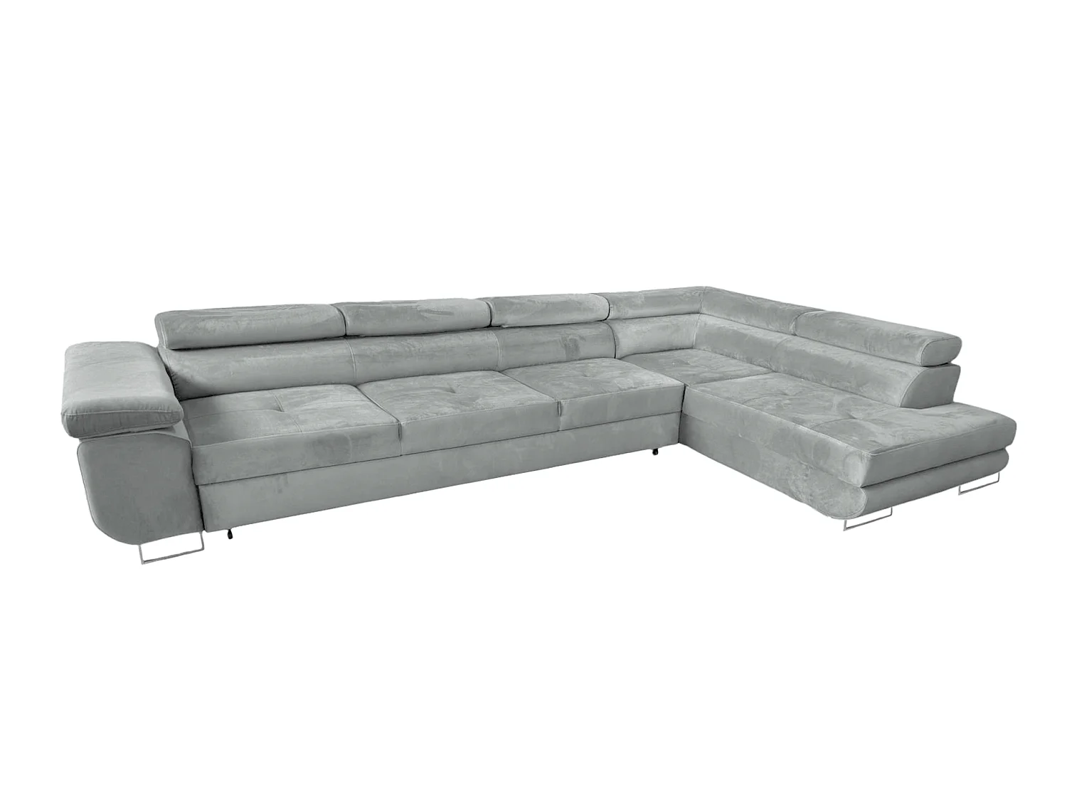 Canapé-lit en forme de L en velours bleu élégant avec rangement - MOBILIER COMFORTINO PASTI