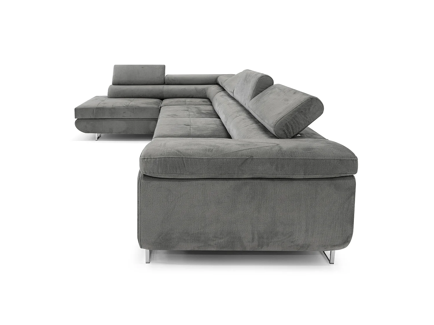 Canapé-lit en forme de L en velours bleu élégant avec rangement - MOBILIER COMFORTINO PASTI