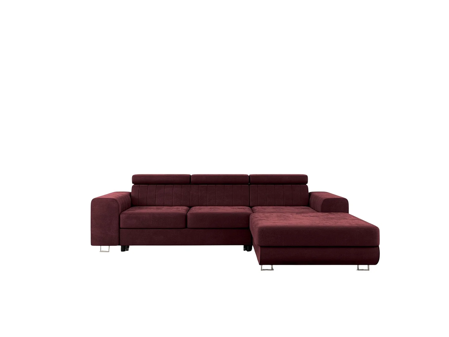 Canapé-Lit Comfortino Furniture NOTA L-Form avec Rangement Velours Rouge 3 Places Canapé d'Angle Moderne